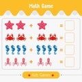 Maths game with pictures for children easy level. education game for kids preschool worksheet activity vector Royalty Free Stock Photo