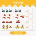 Maths game with pictures for children easy level. education game for kids preschool worksheet activity vector Royalty Free Stock Photo