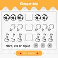 Math game comparison of Number for kids more, less or equal math game