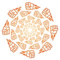 Kids game Rock-paper-scissors gradient orange icon pattern