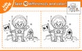 Kids game Spot differences with spacewoman on Moon Royalty Free Stock Photo