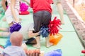 Kids games with cheerleading pom-poms Royalty Free Stock Photo