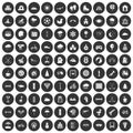 100 kids games icons set black circle Royalty Free Stock Photo