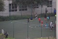 Kids getting football training on the ground