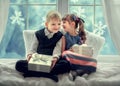 Kids with gifts for Christmas Royalty Free Stock Photo