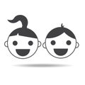 Kids girl and boy childs vector icon isolated