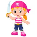 Kids girl pirate cartoon Royalty Free Stock Photo