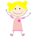 Kids girl simple cartoon illustration