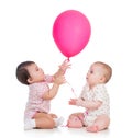 Kids girls play red ballon