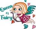 kids girls queen fairy print vector art