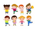 Kids go to school, back to school, Cute cartoon children, happy children Royalty Free Stock Photo