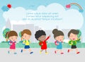 Kids Going to School, back to school template with children,Template for advertising brochure, your text,Kids and frame