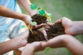 Kids gone green. Closeup shot of unrecognizable kids holding budding plants.