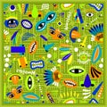 Kids green bandana with monster pattern