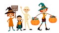 Kids in Halloween festive design concept.