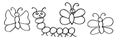 Kids hand drawing of butterflies and caterpillar. Vector illustration
