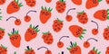 Summer seamless pattern with strawberries, cherry Royalty Free Stock Photo