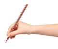 Kids hand with pencil, drawing or writinng gesture Royalty Free Stock Photo