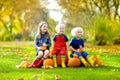 Kids having fun at pumpkin patch Royalty Free Stock Photo