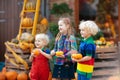 Kids having fun at pumpkin patch Royalty Free Stock Photo