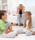 Kids having a quarrel and fight Royalty Free Stock Photo