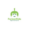 Kids head with fruit farmer logo design vector graphic symbol icon sign illustration creative idea