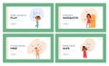 Kids Health Care Protection Landing Page Template Set. Children Suffer from Mosquito Bites, Little Boys and Girls