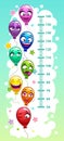 Kids height chart with air balloons.