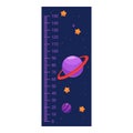 Kids height chart with cartoon planets and stars measuring scale from zero to 150 centimeters Royalty Free Stock Photo