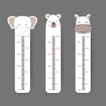 Kids height chart. Cute wall meter with funny animals. Vector template. Cartoon zoo. Design of children products in