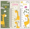 Kids height chart with Giraffes