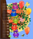 Kids height meter with cute owls. Funny stadiometer from 50 to 160 centimeter
