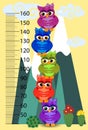 Kids height meter with cute owls. Funny stadiometer from 50 to 160 centimeter