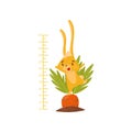 Kids height meter with cute yellow bunny on carrot. Small animal with long ears. Measuring wall sticker for children Royalty Free Stock Photo