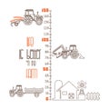 Kids height ruler with Farm Vehicles for wall decals