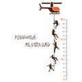 Kids height ruler with a helicopter and soldier for wall decals, wall stickers - Vector