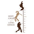 Kids height ruler with boys and girls are dancing for wall decals, wall stickers - Vector