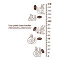 Kids height ruler with snails for wall decals, wall stickers - Vector