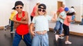 Kids hip hop dancers posing at studio Royalty Free Stock Photo