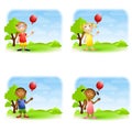 Kids Holding Balloons