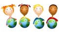 Kids Holding Earth Globes