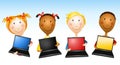 Kids Holding Laptop Computers Royalty Free Stock Photo