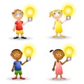 Kids Holding Lightbulbs