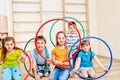 Kids with hula hoops Royalty Free Stock Photo