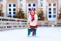 Kids ice skating in winter. Ice skates for child. Royalty Free Stock Photo