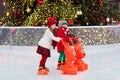 Kids ice skating in winter. Ice skates for child Royalty Free Stock Photo