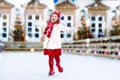 Kids ice skating in winter. Ice skates for child. Royalty Free Stock Photo