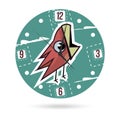 Kids illustration dial plate. Clock face with a bird.