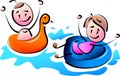 Kids with inflatable pool toy Royalty Free Stock Photo