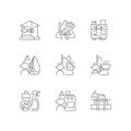 Kids injuries danger linear icons set